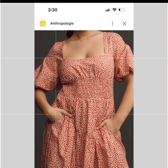 Anthropologie Puff Sleeve Smocked Dress